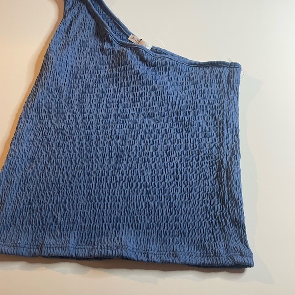 Antistar, Large, Blue, One Shoulder Cropped Cut Out Top, Shirred material, NWT - Picture 6 of 6